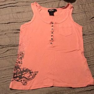 Harley Davidson muted pink tank. Beautiful detail